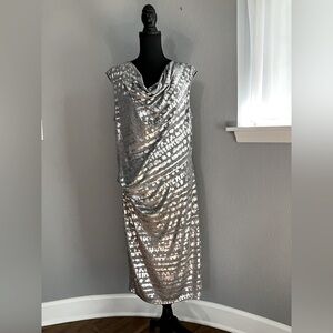 Glamour silver cocktail soft sleeveless dress size 14